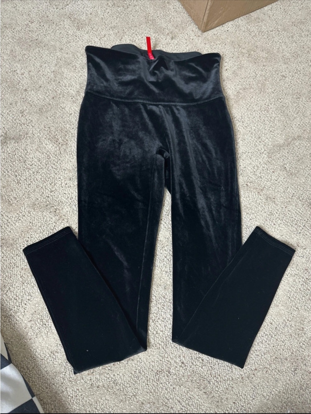 SPANX Black Velvet High-Waist Leggings